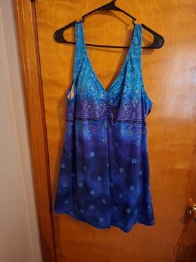 Islander Turquoise to Navy Ombre V-Neck One-Piece